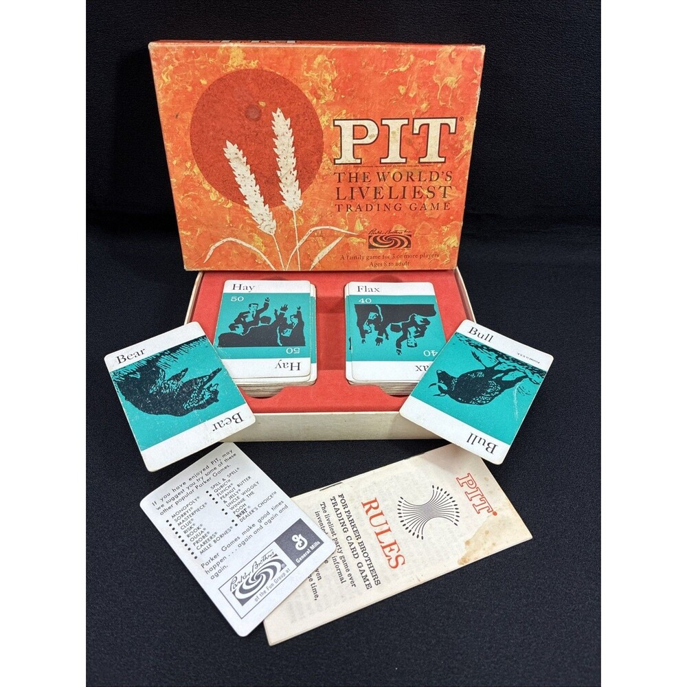 Vintage 1964 PIT Card Game Parker Brothers Complete Bear & Bull Edition & Rules